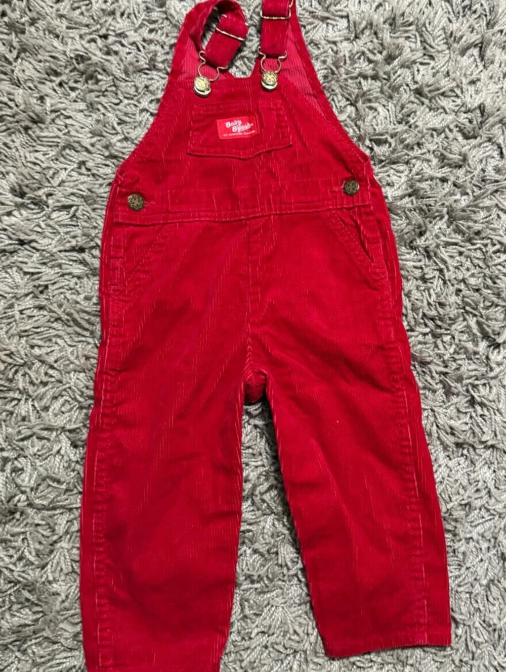 Vintage Osh Kosh B'Gosh Red Corduroy Overalls  Size 24 Months made in USA